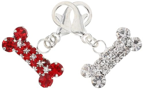 Toddmomy 2 Stück Strassbesetzter Halsband Accessoire in Form Eines Hundeknochens aus Legiertem Material Rostfrei und Langlebig für Halsband und Schlüsselanhänger
