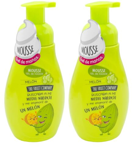 The Fruit Company Pack 2 Jabones de Manos Mousse – Aromas Frutales Sandía, Melón, Fresa Nata y Coco – Limpieza e Hidratación con Aloe Vera – Piel Suave y Perfume Afuera (MELÓN)