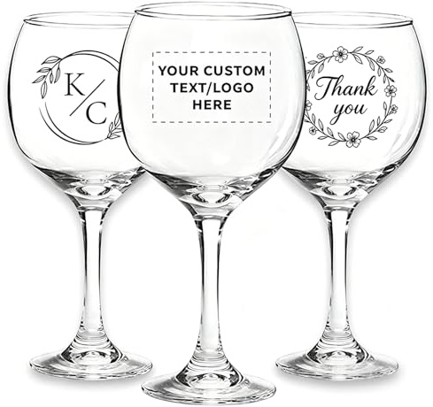 Novalith Bicchiere da Vino Personalizzato con Logo/Testo/Foto, Calice da Vino Rosso Inciso al Laser, per Ogni Occasione, Regalo Personalizzato per Anniversari di Matrimonio e Natale, Amore Brindisi