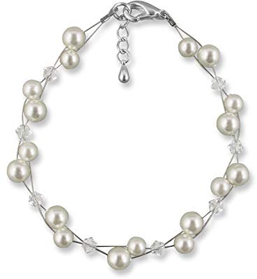Rivelle Damen Perlenarmband creme 925 Silber 19 cm