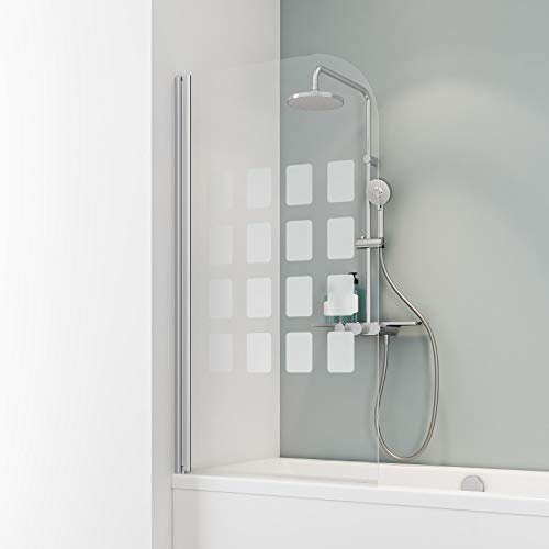 Schulte D1650 Duschwand Komfort, 80 x 140 cm, 5 mm Sicherheitsglas Cubic, alu natur, Duschabtrennung für Badewanne