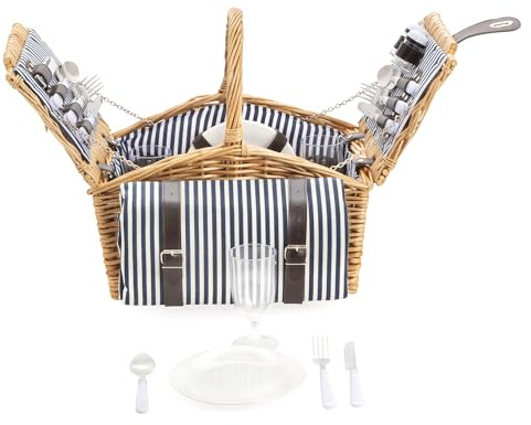 Cesta de Picnic para 4 personas - Juego de 24 piezas con manta de picnic