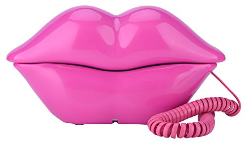 Eboxer Téléphone Fixe Filaire Téléphone en Forme de Bouche Sexy - Rose