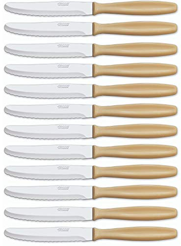 Arcos Coltelleria da Tavola - Scatola 12 pezzi Coltello Frutta Coltello Tavola - Lama Acciaio Inossidabile NITRUM 105 mm - Manico Polipropilene Colore Marrone (12 pcs)