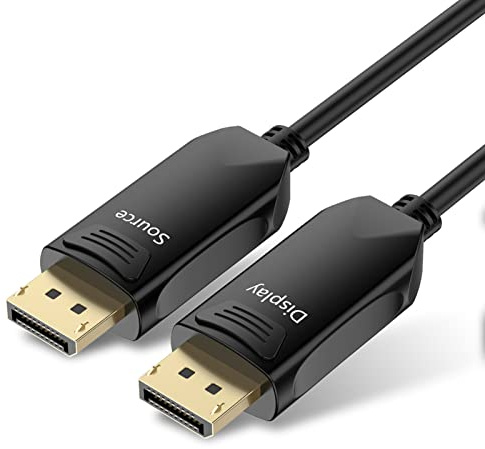 BIFALE Fiber Cable 33ft, DisplayPort Fiber Optic High Speed 32.4 Gbps 8K@60Hz 4K@165Hz 2K@144Hz DP1.4,Fiber DP to DP Gold Plated Slim and Flexible Connector