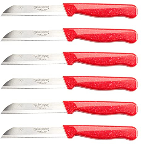 SOLINGEN Allzweckmesser Obstmesser Schälmesser Meyve Bicagi Rot Flitter - Sehr scharf Rot 6 Stück