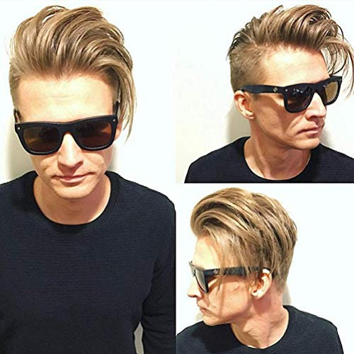 Rubyonly Strapazierfähige Vollspitzen-Haarteile für Männer, Echthaar, 25,4 x 20,3 cm, Herren-Toupet, Schweizer Spitzen-Haarersatz-System, Lace-Basis, Herren-Perücken, #1B20