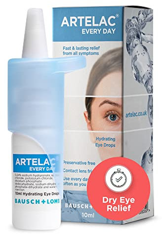 Artelac Eye Drops for Dry Eye, Every Day, Preservative Free Dry Eyes Treatment, Contact Lens Friendly, Relieves Symptoms of Tired, Stressed & Teary Eyes with Hydrating Action, Artificial Tears, 10ml