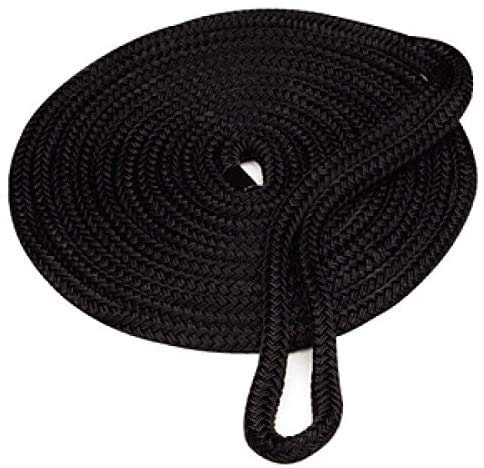 FreeTec Ligne de protection de bateau en nylon avec œil - 15 mm de diamètre - 7 m de long - Noir