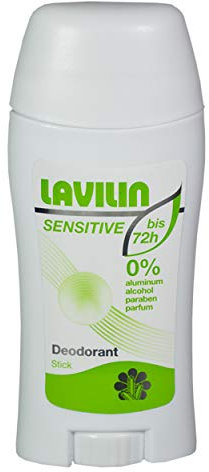 Lavilin Sensitive Deodorant Stick 60 ml, without perfume, for sensitive skin, protects up to 72 hours against sweat odour, plant ingredients, waterproof and economical.