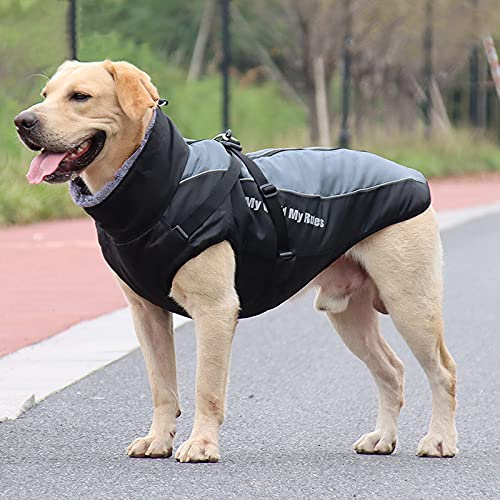 Nyescasa Hundemantel Winter Hundebekleidung Wasserdicht Hundejacke mit Geschirr, Reflektierend, Einstellbar Hunde Winterjacke 5XL für mittelgroße und große Hunde, Outdoor-Sport Winddichte Hundeweste
