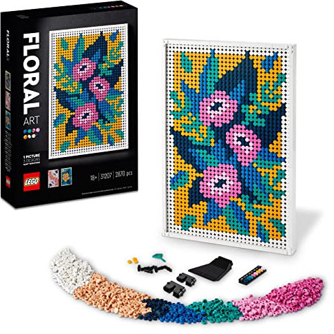 LEGO 31207 Art Blumenkunst, 3-in-1 Blumen-Dekorationsset, Bastel Set, Wandschmuck, DIY botanische Zimmer-Deko, Walndbilder fürs Wohnzimmer, kreative Aktivität für Erwachsene