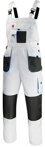 Agritrade AK Durable Work Dungarees Trousers Men Bib and Brace Overalls Painters Decorators Safety Clothing Work Uniforms Comfortable White-Blue (52)