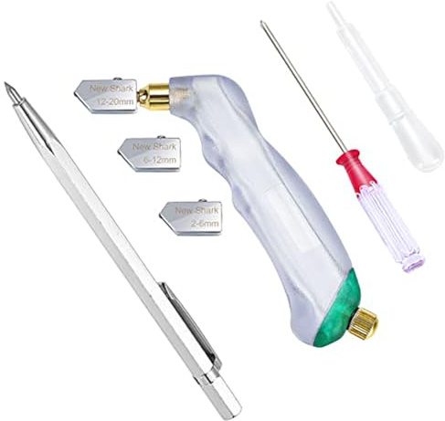 Glasskärare pistolgrepp (2 mm-15 mm), ergonomiskt grepp volframkarbidglas skärverktyg med oljebehållare, perfekt för glasskärning/plattor/spegel/mosaik/fönster