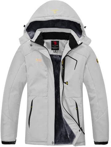 YSENTO Damen Winterjacke Wasserdicht Skijacke Outdoor Softshelljacke Warm Fleecejacke Funktionsjacke mit Abnehmbarer Kapuze