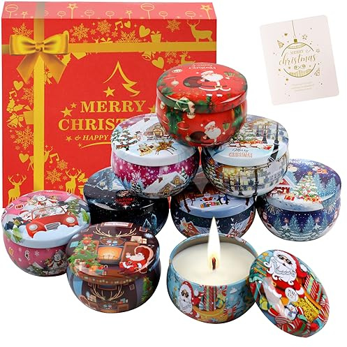 TEPENAR Weihnachtsduft Kerze Geschenk Set | 9 * 2.5 Unzen natürliche Sojawachs Weihnachtsduft Kerzen für Angstabbau & perfekten Schlaf, Stressabbau,Weihnachten, Valentinstag,Geschenke zum Jubiläum