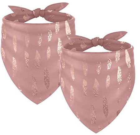 2 Stück Hundehalstücher Mädchen Junge Haustier Lätzchen Hundeschal Halstuch Waschbare Bandanas Zubehör für kleine, mittelgroße und große Hunde Welpen Katze, Rose Gold Folie Textur