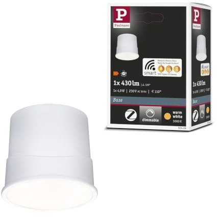 Paulmann 92469 LED Modul Einbauleuchte Base Smart Home Zigbee Coin rund 4,9W 430lm dimmbar 50mm Satin Kunststoff 3000K