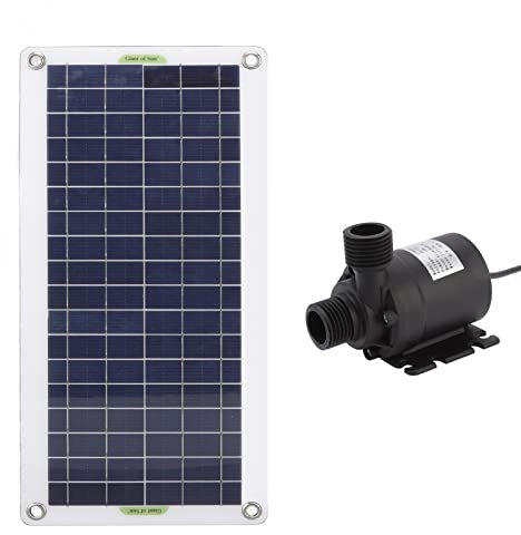 Fockety Solarwasserpumpen-Kit, 30 W DC 12 V Polysilizium Solarbetriebene Wasserbrunnenpumpe, Hocheffiziente Solarwasserpumpe mit Solarpanel für Teich, Fischteich, Garten, Wasserfall, Pool