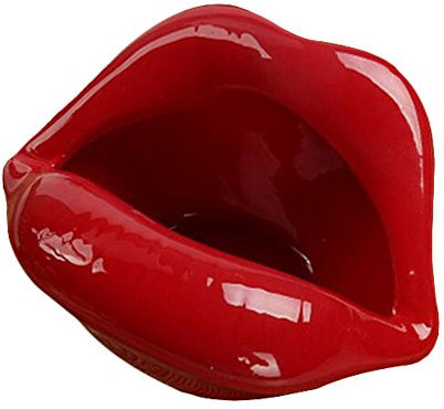 CULPRT Aschtraylips Keramik Zigarette Aschenbecherhalter Für Wohnhäuser-Aschenbecher-Rot-Redgift Für Weihnachten, Geburtstag, Leicht Zu Reinigen