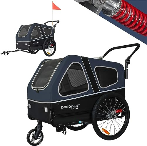 Doggyhut S-Line XL Pet Bike Trailer & Stroller for Dogs Up to 100 LBs (Blue)