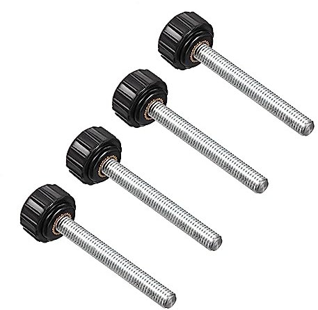 CoCud Moleté Serrage Boutons, M5 x 40mm Mâle Filetage 16mm Tête, Thermoset Plastique Pouce Vis Poignée Boulon Boutons Noir - (Applications: pour Tour Machines), 4 Pièces