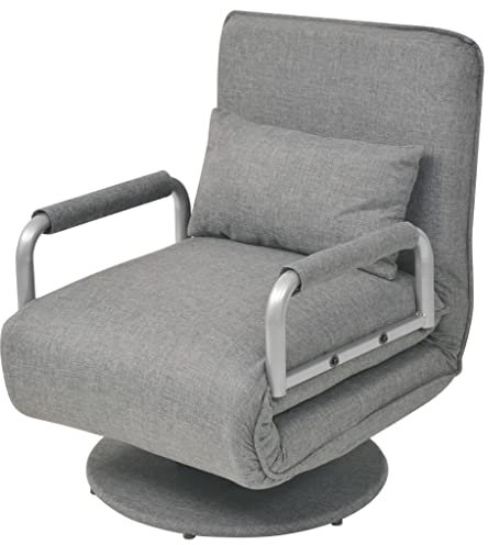 Drehsessel und Schlafsofa, hellgrau, Stoff, Gartenmöbel, Außenbereich, für Garten, Innenbereich, Möbel im einfachen Stil, Zuhause, Business, modern, modular