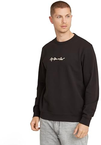 G-STAR RAW G-Script Logo R tröja för män, Svart (Dk Black D26407-d257-6484), XS