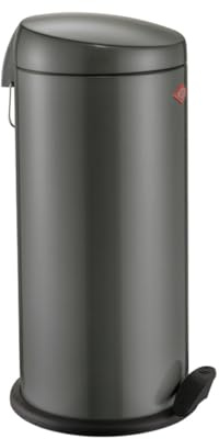 WESCO klassischer Tretabfallsammler CAPBOY MAXI in der Farbe graphit, pulverbeschichtetes Stahlblech, Metalleinsatz aus 22 Liter Volumen, Kunststoff-Fußtritt