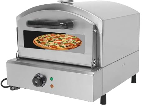 Kindevieft Four à Pizza éLectrique, Four à Pizza ExtéRieur Portable avec Pierre en CéRamique De 12 Pouces, Machine à Pizza en Acier Inoxydable Chauffe Jusqu'à 350 DegréS pour Le Restaurant à Domicile