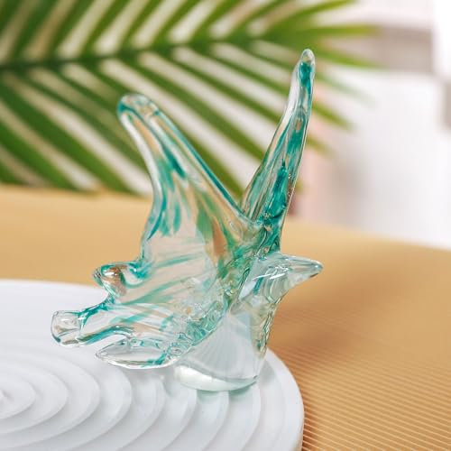 QFkris Mundgeblasene Glas-Schmetterling-Figuren für Damen, moderne abstrakte Schmetterlingsdekoration, Glastierfiguren, Sammlerstücke (blau)