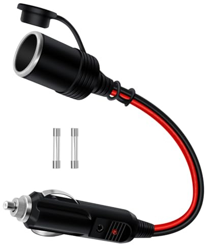 HuaLiSiJi Zigarettenanzünder Verlängerung Kabel für 12V Zigarettenanzünder Verlängerung KFZ Zigarettenanzünder Verlängerungskabel 14AWG mit Sicherung 15A/20A für PKW, LKW, Wohnmobile (0.3m)