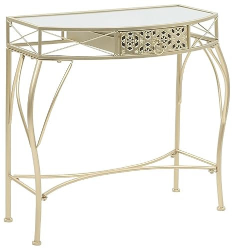 Xichuzi Beistelltisch, Tabletttisch, Blumenhocker, Nachttisch, Couchtisch, Wohnzimmer, Nightstand, Französischer Stil Metall 82x39x76 cm Golden