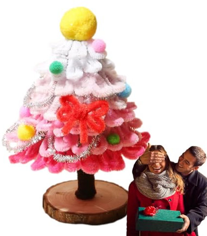 Dreuhuing Weihnachts-Pfeifenreiniger-Bastelset – Weihnachts-Bastelsets für Kinder | Farbige Pfeifenreiniger aus Wolle, Winterfest, Schreibtisch-Ornament, Bastelbedarf