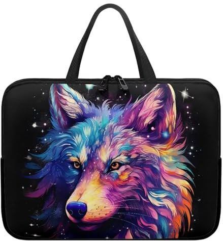 chaqlin Art Animal Wolf Laptop Sleeve Case Briefcase Handbag Women Men Laptop Case Slim Computer Bag Briefcase Work Bag,Laptop Protective Case Portable Notebook Cover with Zipper, Fit 17 Inch