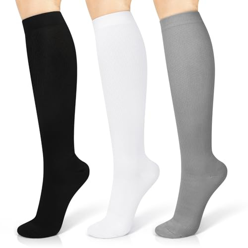 YLK 3 Paia Calze a Compressione Graduata per Donne e Uomo, Potenziano Circolazione, Recupero e Sport, 15-20mmHg, Sportive, Corsa, Giri in Bici, Gravidanza