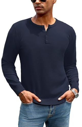 iClosam Suéter Henley Hombre de Punto Manga Larga con Botones Regular Fit | Para días casuales y elegantes, apto para trabajo y tiempo libre, fácil de combinar, para el fin de semana, en temporada fría