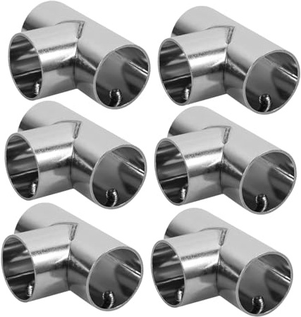 HOMOBABE 6 Pcs Stainless Steel 3 Way Pipe Clamps Fittings with High-Strength Construction and Simple Installation for Plumbing and Fence Applications