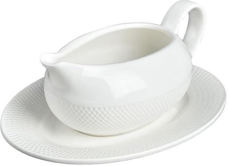 RYUQW3RE Salsiera Salsiere in Ceramica con Piatto Ristorante Creativo Bistecca Salsa con Manico Specialità domestiche Stoviglie Bianche Pure