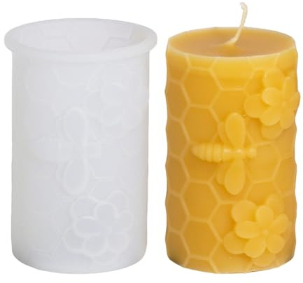 Kerzenformen Silikon, Silikonformen Gießformen Stumpenkerze, Silikonform Bienen- und Wabenrelief, Kerzen Formen Silikon,3D Kerzen Silikonformen,Kerzenformen zum Gießen,Kerzenform für DIY Duftkerze (D)