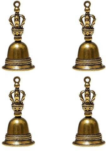 Sxutop 4 Pezzi Mini campanelle in Ottone Vintage Piccole Campane Mano Retro per Appendere Portachiavi Campane in Ottone Piccole Campanelle in Rame per Artigianato fai da te e Decorazioni per Casa