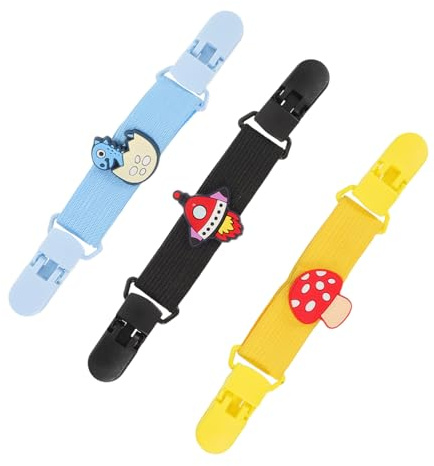FUNOMOCYA Clip in Poliestere e Plastica Bambini per Pantaloni Antiscivolo 3 Pezzi Doppia Testa, Morsetti Elastici una Presa Sicura a Scuola e Altre Occasioni