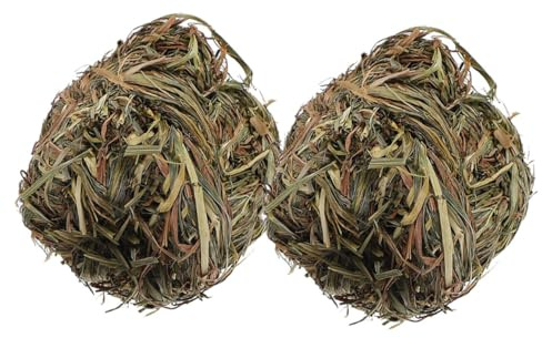 HOODANCOS 2 Stück Teiliges Kauspielzeug aus Natürlichem Gras Langlebige Zahnpflegebälle für Kaninchen Hamster Meerschweinchen und Kleine Haustiere zur Zahnreinigung und Beschäftigung