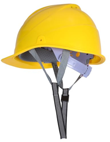 WEKADRIN Gelber Kunststoff Bauhelm mit Verstärktem Schutz Atmungsaktivem Design und Verstellbarem Kinnriemen für Baustelle und Arbeitsschutz