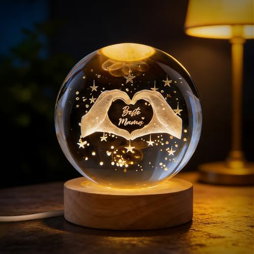 SPERMUOY Mama Geschenk Beste Mama Geburtstagsgeschenk | Muttertagsgeschenk 3D Glaskugel Geschenke für ma-ma zum geburtstag,Mutter Tochter Geschenk Beste Ma-ma Gesch-enk