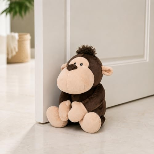 Türstopper Affe aus Stoff – 1 kg schwerer Türhalter Tier, dekorativer Türpuffer für Wohnzimmer, Büro, Kinderzimmer