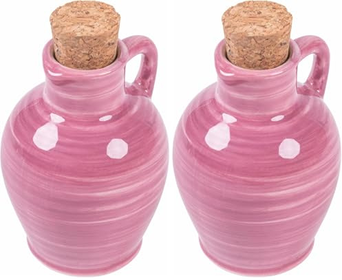 Mini anfora oliera 95 ml in ceramica tappo in sughero, Masseria (Confezione da 2)