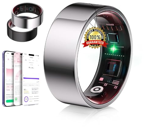 IUHFSIFS Smart Ring 8.Gen【Branchen Nr.1 – 0 Messfehler】& Sportspezifisch Smartring für Damen Herren Schlafen, Herzfrequenz, SpO2, 200 Modi für Android IOS Silber 8