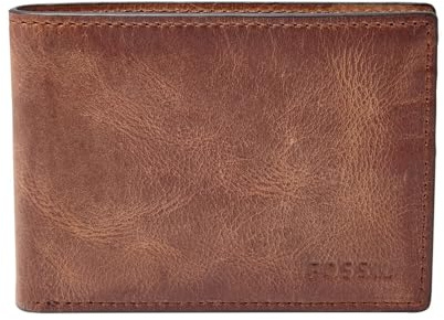 Fossil Billetero para hombre Derrick, 100% Piel Bifold marrón 11 cm Largo x 1,5 cm Ancho x 7,5 cm Alto ML3709200