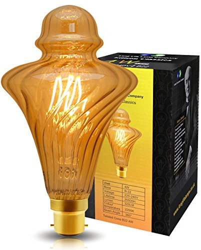 Long Life Lamp Company Imperial Vintage LED 4w Filament Light Bulb Swirling Gold Glass B22 Bayonet Fitting Stunning Look